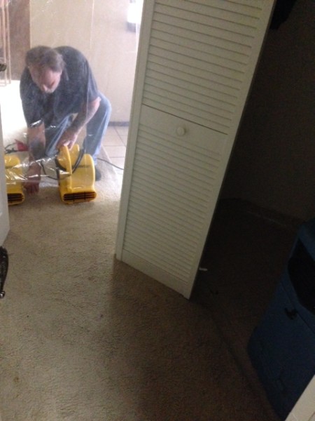 CLOSET DRYING WITH SMALL AIRMOVERS & DEHUMIDIFIER